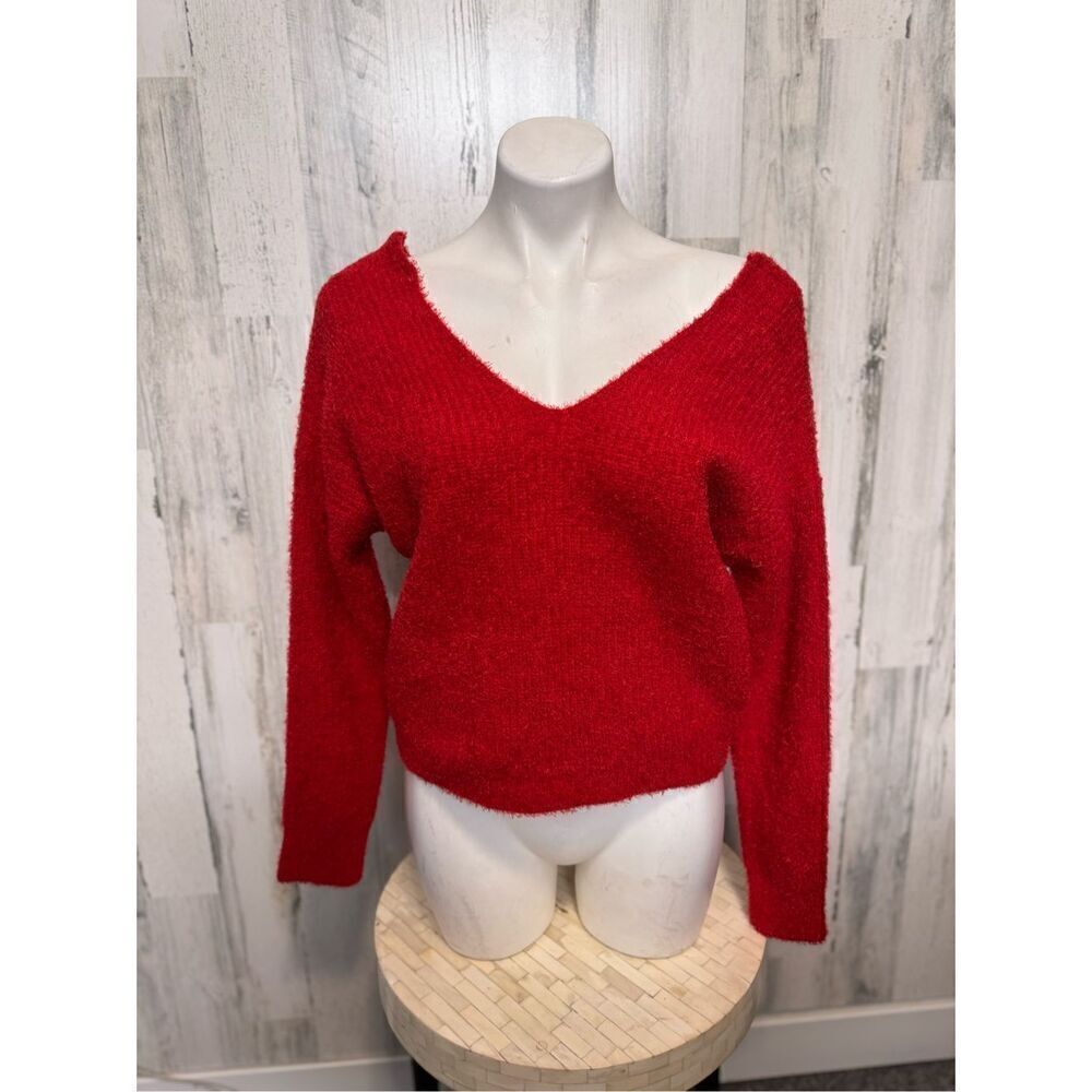Almost famous red sweater with twisted back